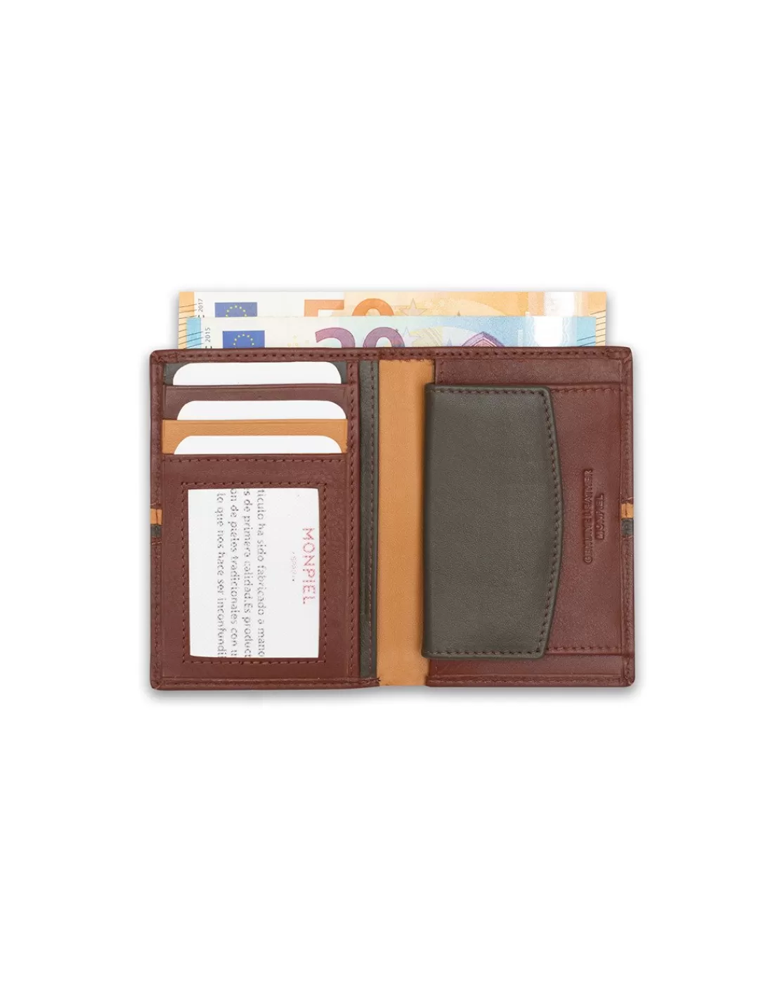 Hombre MONPIEL Carteras Hombre Piel*Billetero con Monedero Dentro Rayas a Color