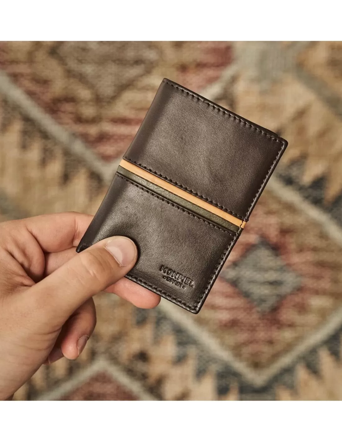 Hombre MONPIEL Carteras Hombre Piel*Billetero Simple Rayas a Color